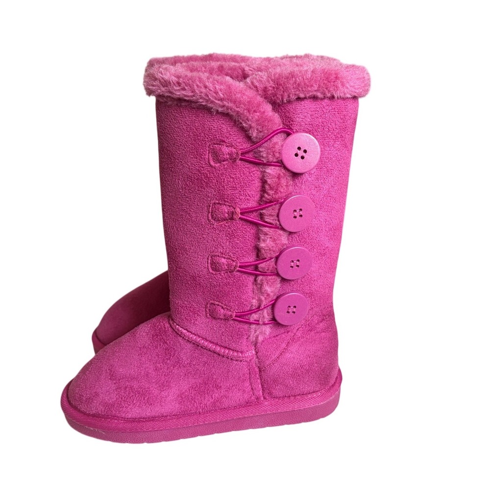 Link Anissa-3K Kids Fuchsia Pink Faux Fur Button Tall Winter Boots Size 12